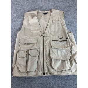 5.11 Tactical Vest Mens Adult XL Khaki Multi Pocket Utility Zip Front Cotton
